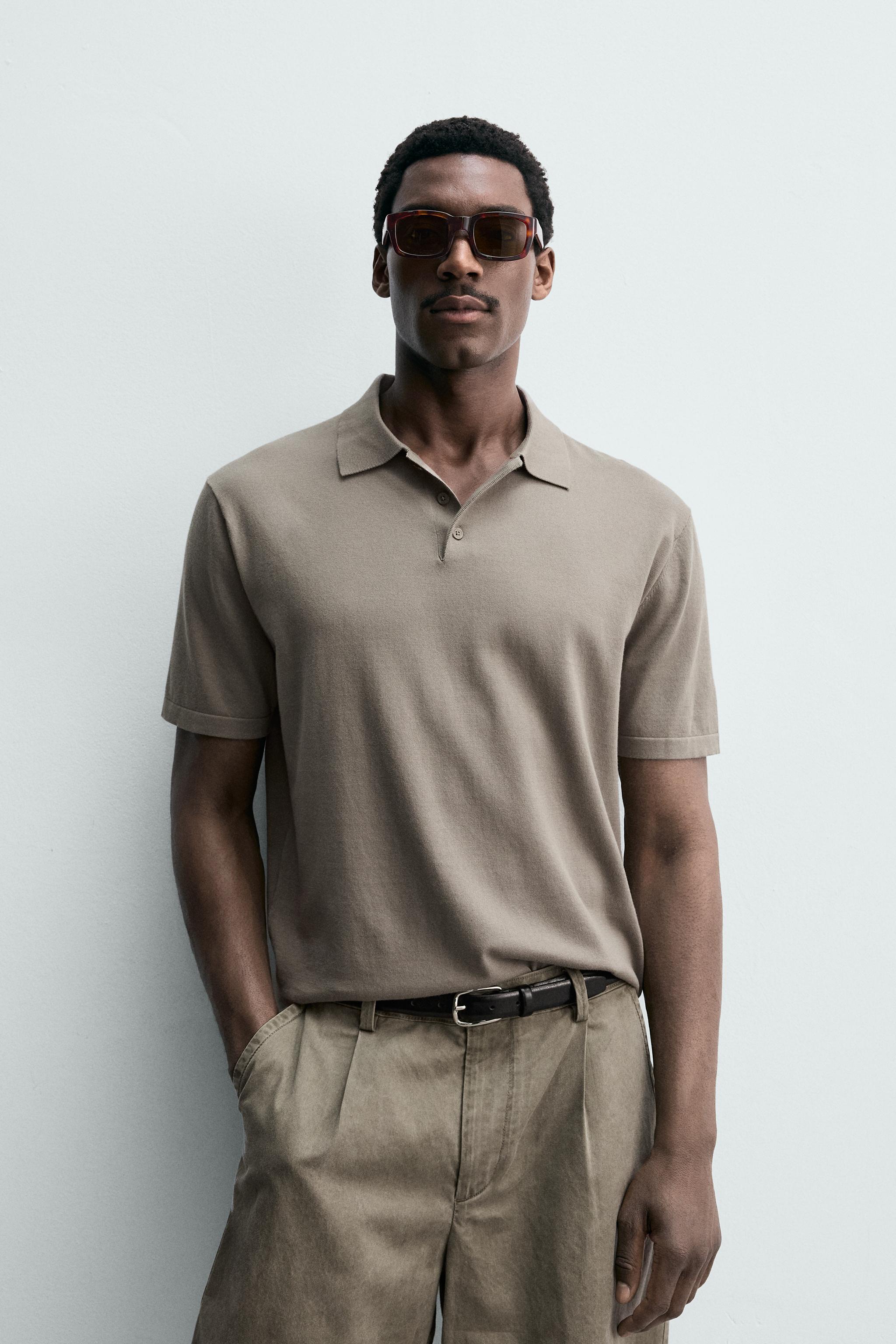 REGULAR FIT COTTON BLEND KNIT POLO — Washed green (alternate view)