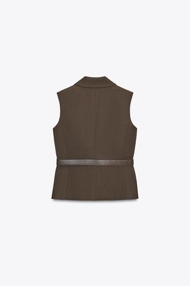 BELTED WAISTCOAT - brown vigore by Zara - Image 6