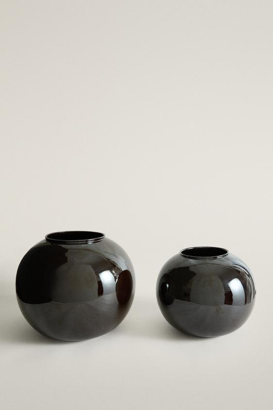 Zara GLOSS SPHERE VASE - Brown - Image 0