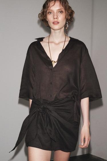 CAMISA CON RAMIO ZW COLLECTION - Marrón de Zara