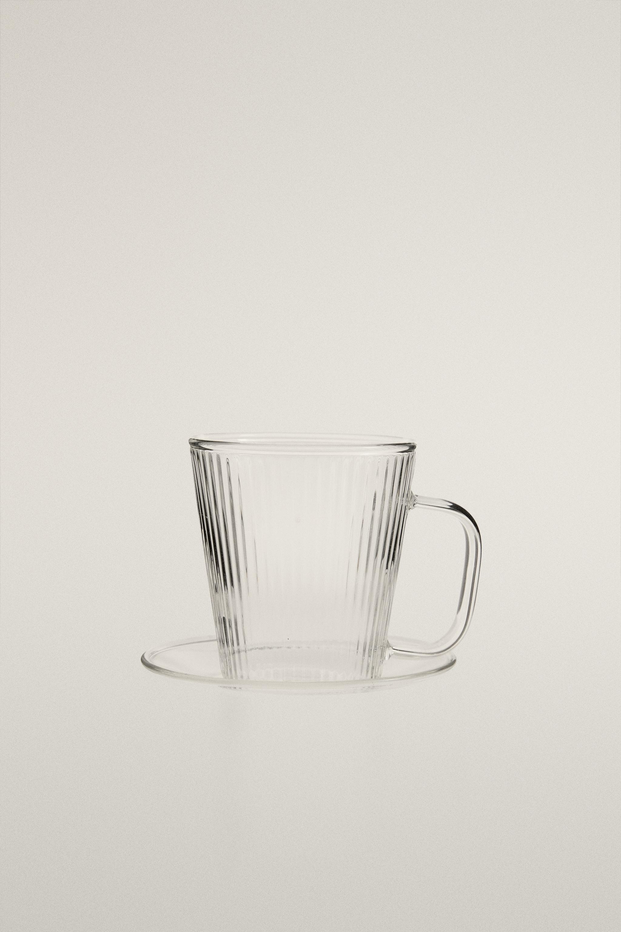 BOROSILICATE GLASS COFFEE CUP AND SAUCER — Transparent