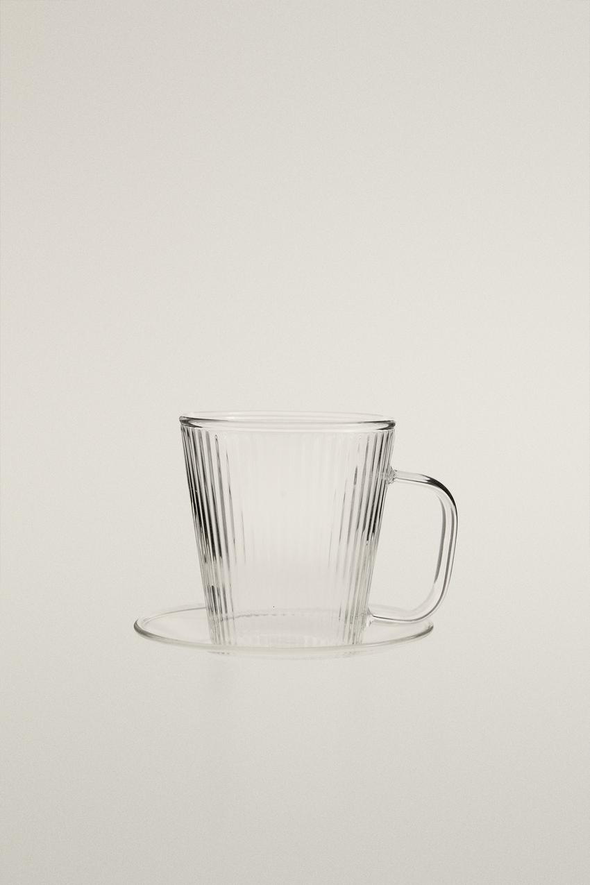 BOROSILICATE GLASS COFFEE CUP AND SAUCER - Transparent
