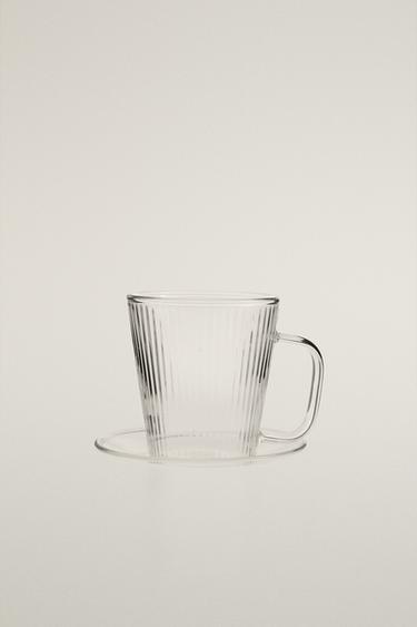 BOROSILICATE GLASS COFFEE CUP AND SAUCER - Transparent by Zara - Image 0