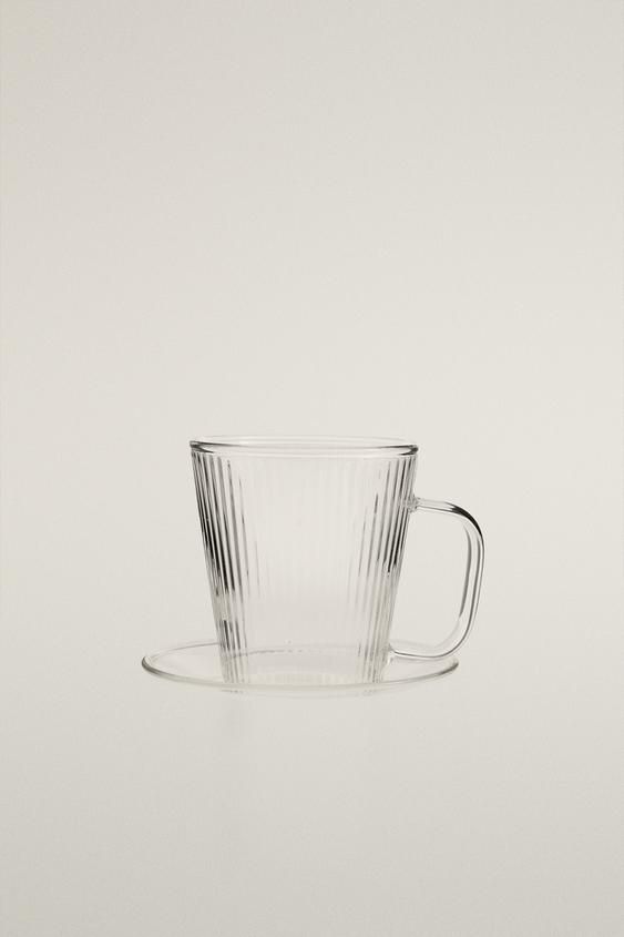 XÍCARA DE CAFÉ COM PRATO DE BOROSSILICATO - Transparente da Zara - Imagem 0