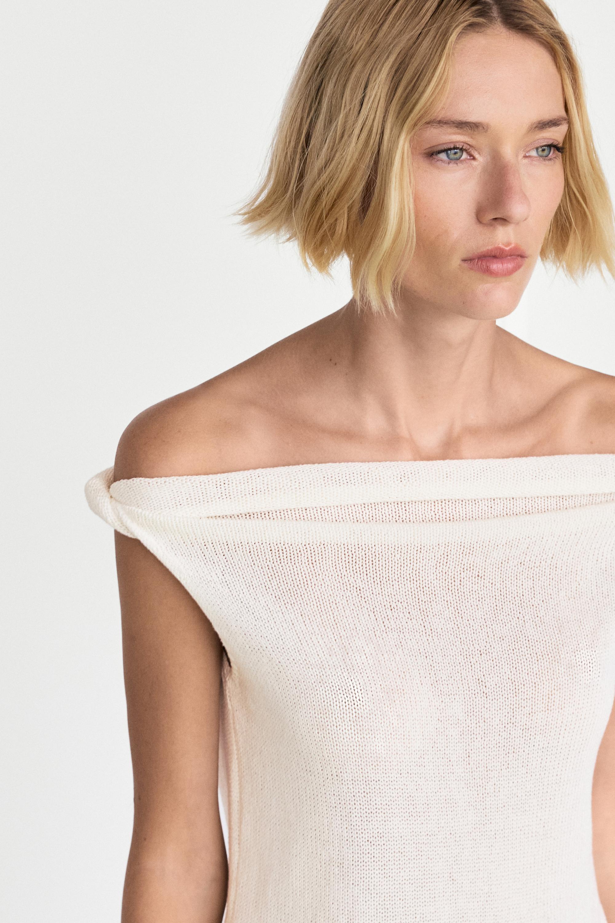 Top bustier en maille côtelée