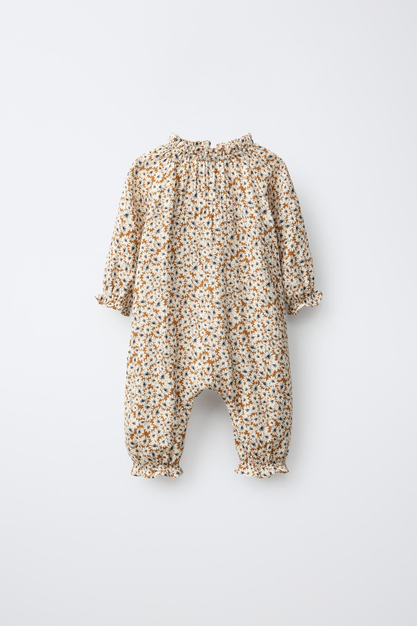 Детский комбинезон Zara Long Floral Jumpsuit, цвет: Ocher — фото 1
