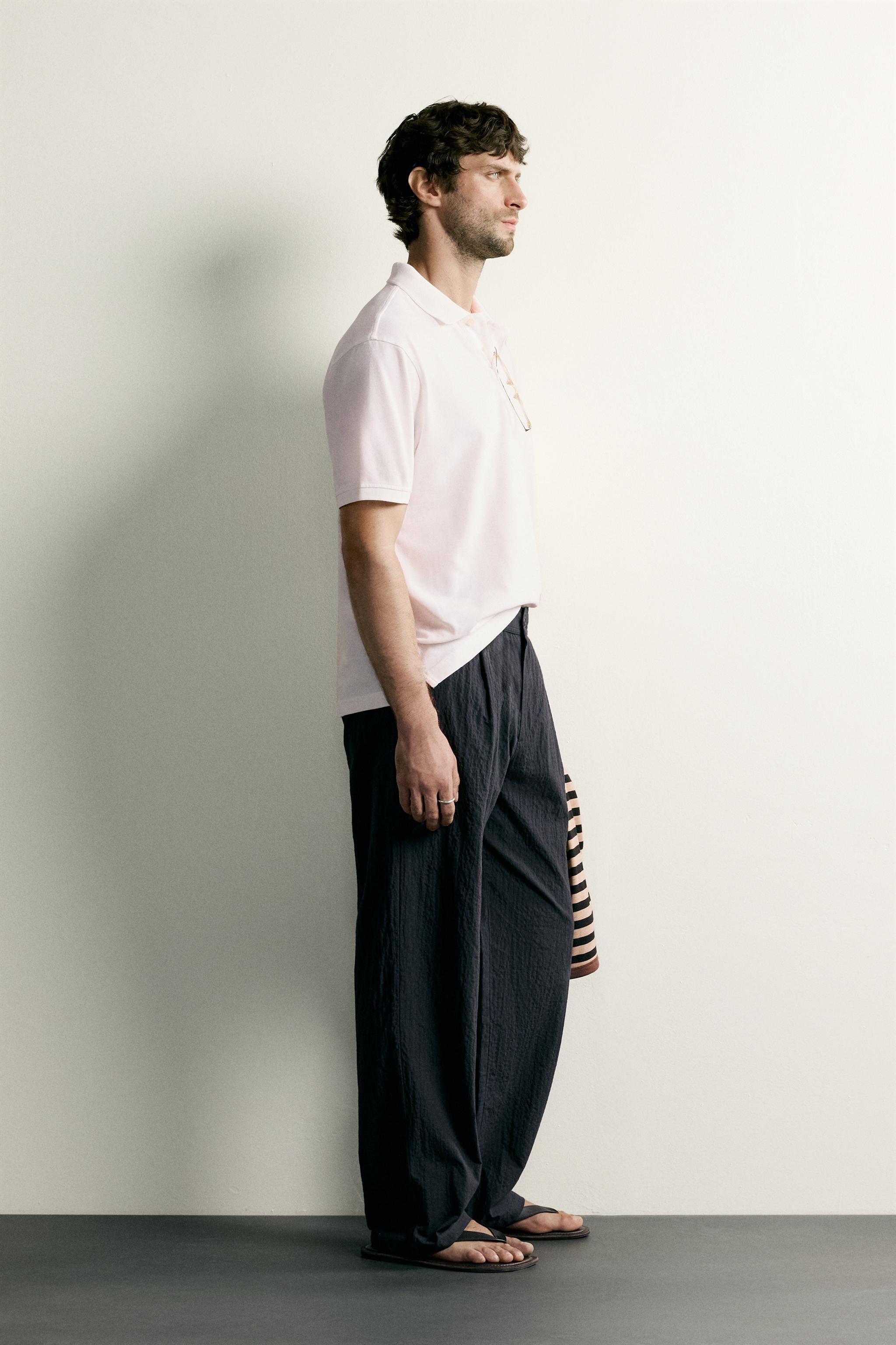 Мужские брюки Zara STRAIGHT FIT SEERSUCKER PANTS — фото 4