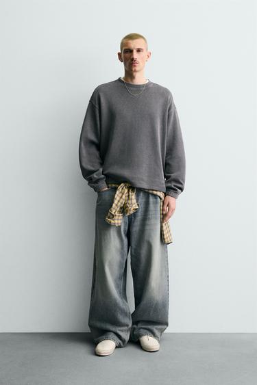 FADED TEXTURED SWEATSHIRT - Faded blue by Zara