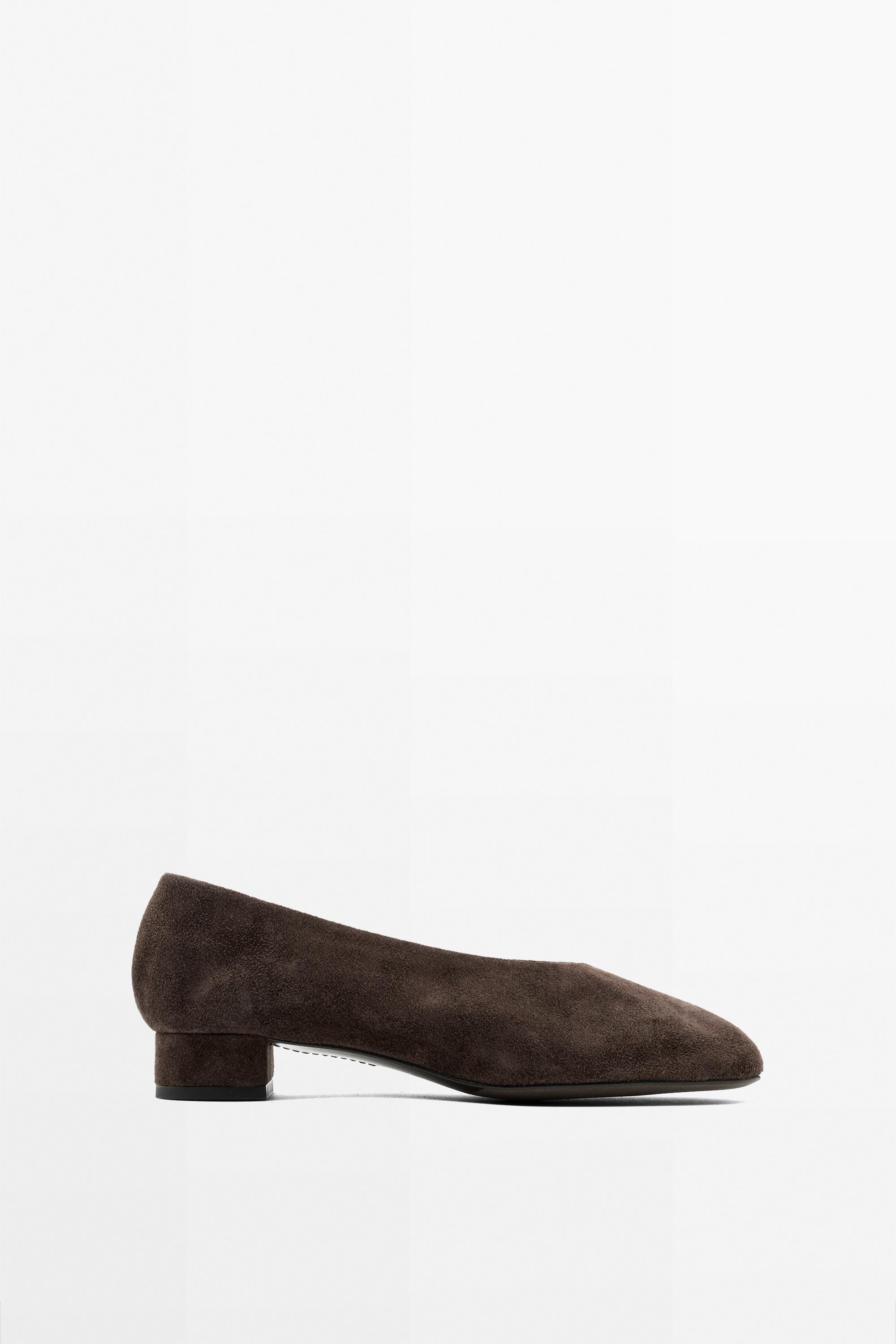 Split suede leather heel shoe