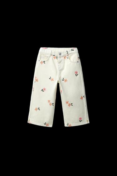 TWILL CULOTTES WITH EMBROIDERED FLOWERS - Ecru by Zara