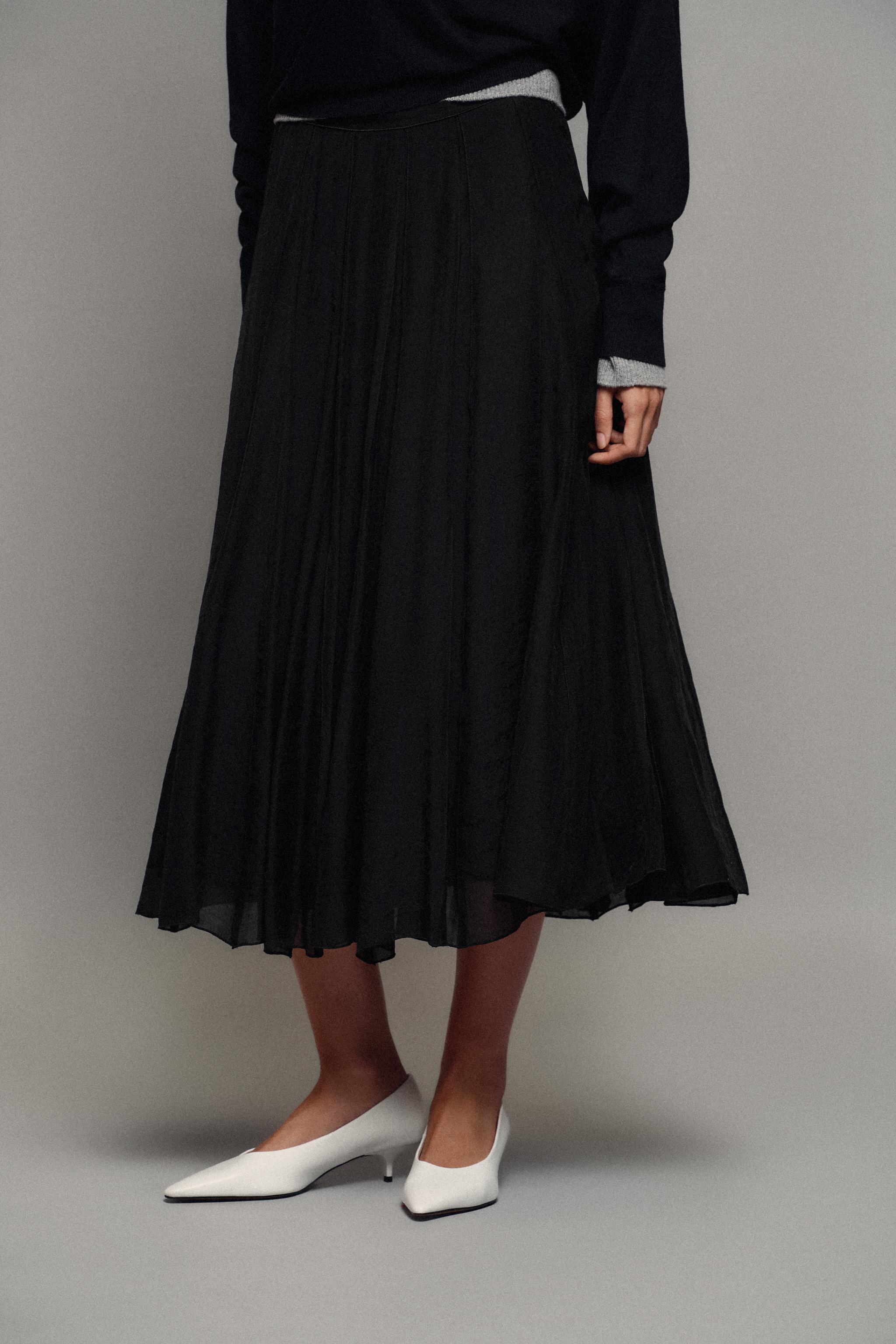 Zara ZW COLLECTION DÖKÜMLÜ KOMBİNE ETEK görsel 2