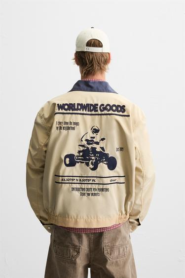 VESTE DÉLAVÉE BRODÉE - Blanc cassé de Zara - Image 2