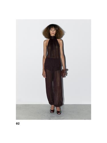 Zara Flowing pleated balloon trousers - STUDIO - Burgundy