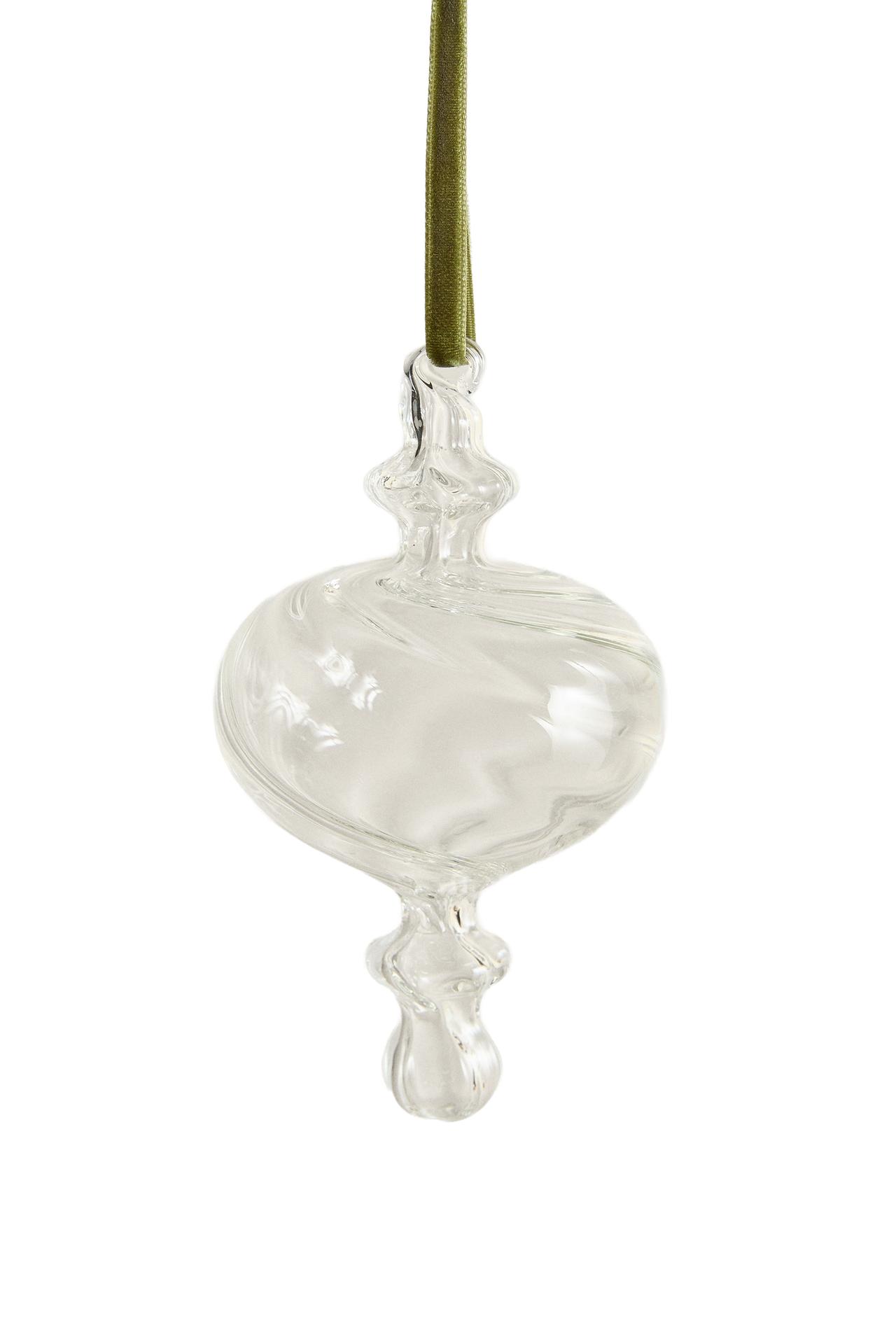 GLASS SPINNING TOP CHRISTMAS TREE ORNAMENT