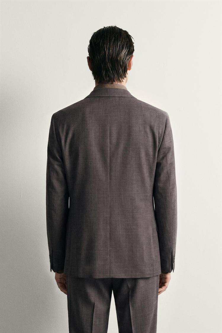 Blazer de traje a cuadros con mezcla de lana 3
