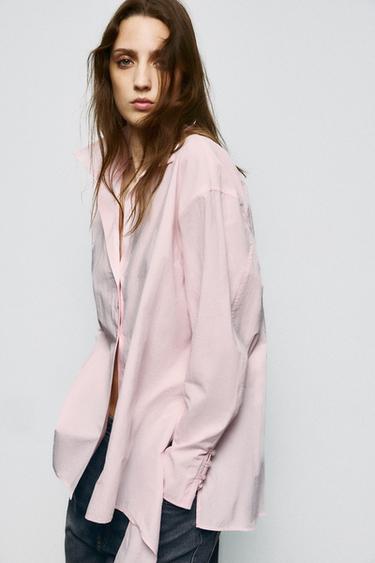 CAMISA OVERSIZE LAZADA - Rosa lavado de Zara