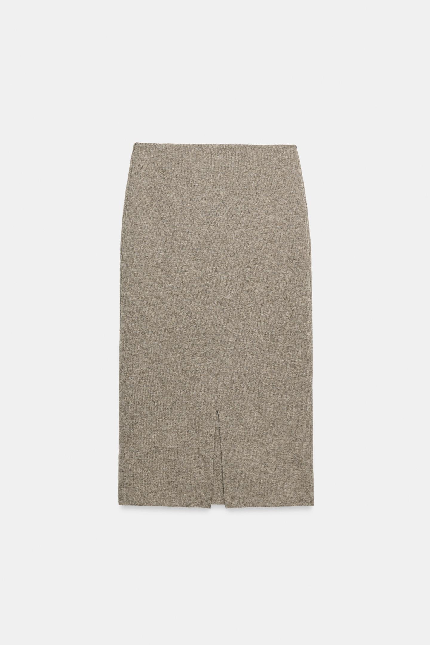 Женская юбка Zara Knit MIDI, цвет: Серо-коричневый серый — фото 7
