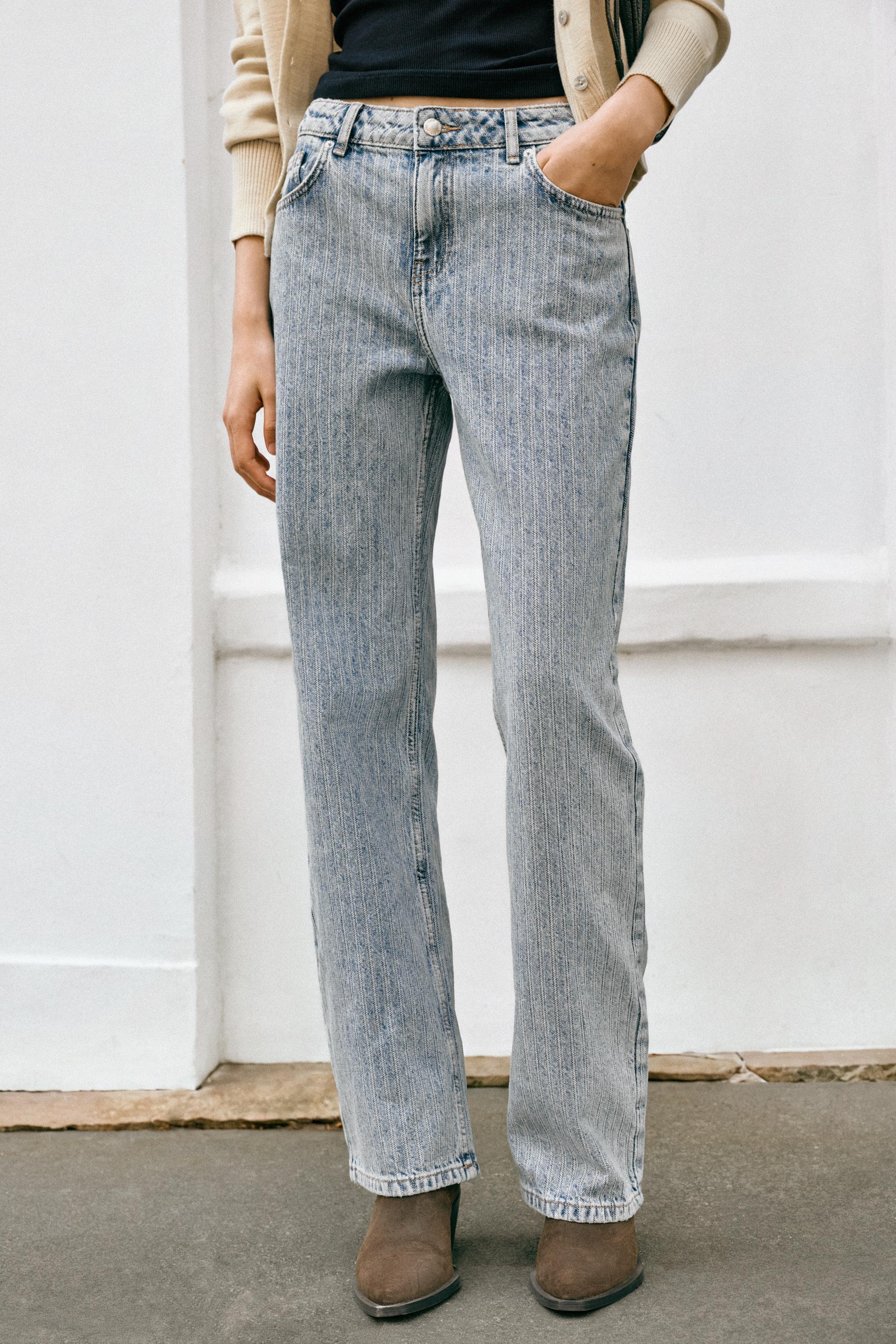 Zara Z1975 JAKARLI ORTA BEL STRAIGHT JEAN görsel 2