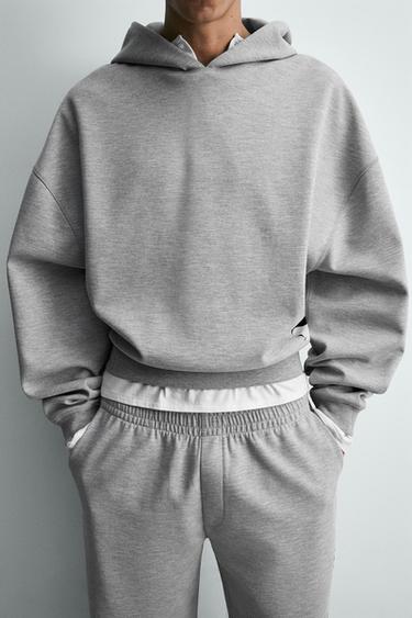 SWEAT À CAPUCHE ET PIÈCE - Gris chiné de Zara - Image 4