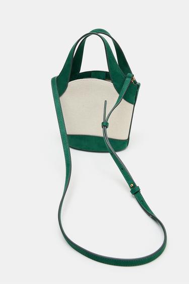 CANVAS CROSSBODY BAG - Green by Zara - Image 1