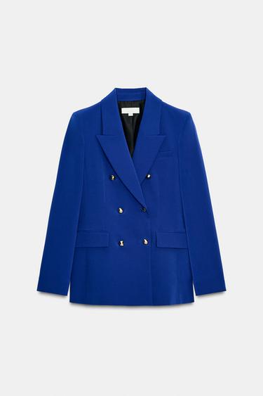 BLAZER CRUZADA HOMBRERAS - Azulón de Zara