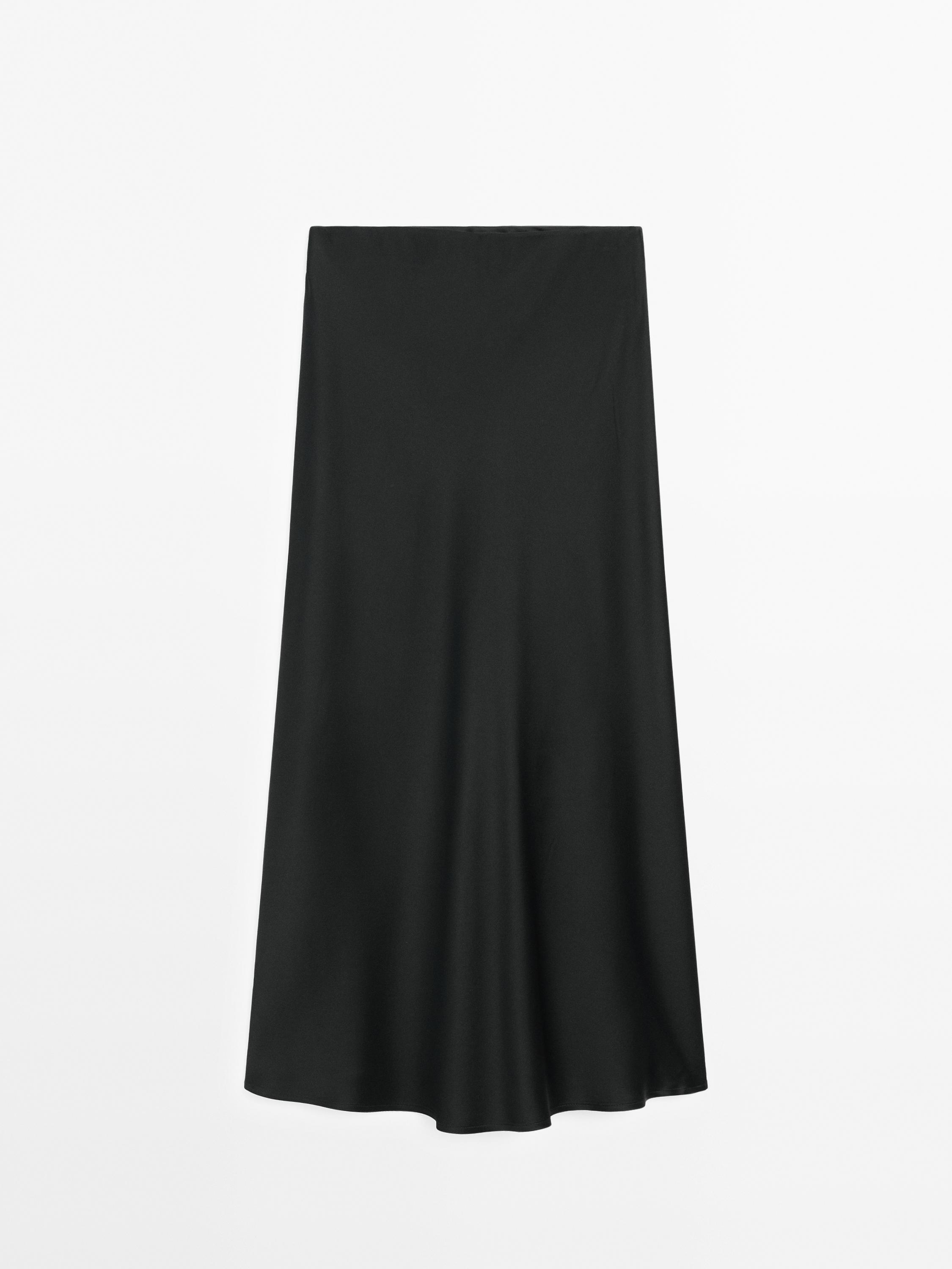 Black midi skirt satin hotsell