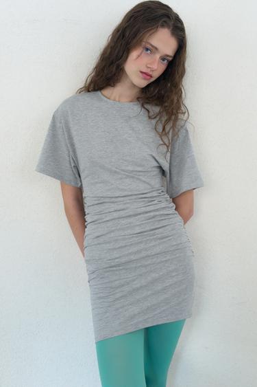 SHORT GATHERED DRESS - Grey marl by Zara - Image 1