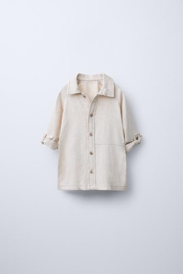 CAMISA PESPUNTES CONTRASTE - Crudo de Zara - Imagen 0