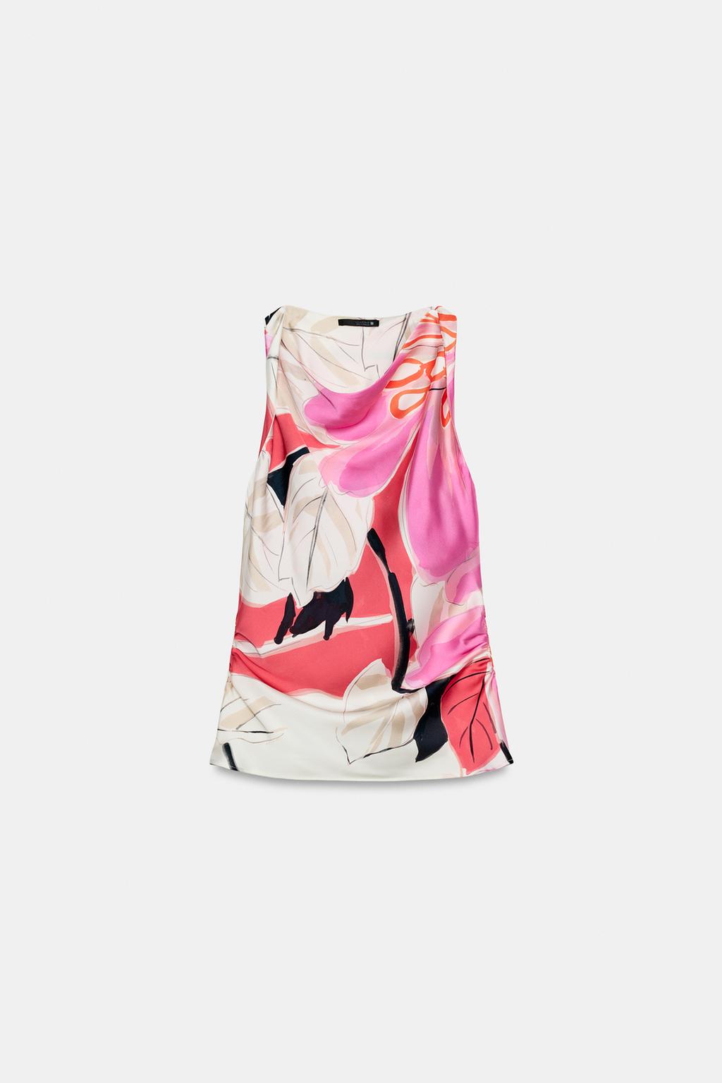 PRINTED SATIN EFFECT TOP