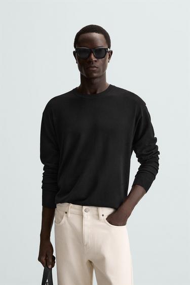 Zara SOFT TEXTURED JUMPER - Black
