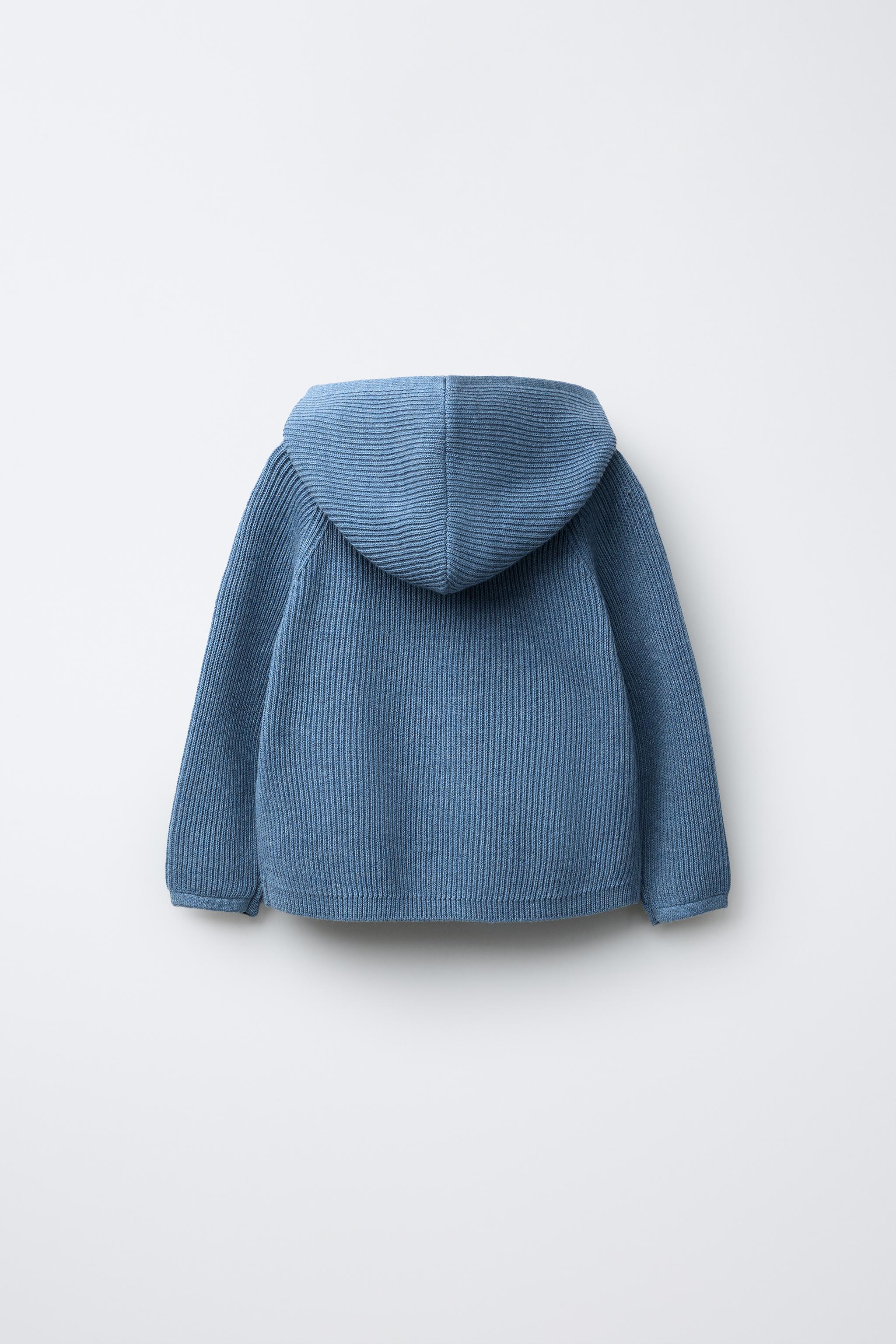 ふにふにページ フード付きポケット ニットセーター - ブルー | ZARA Japan / 日本