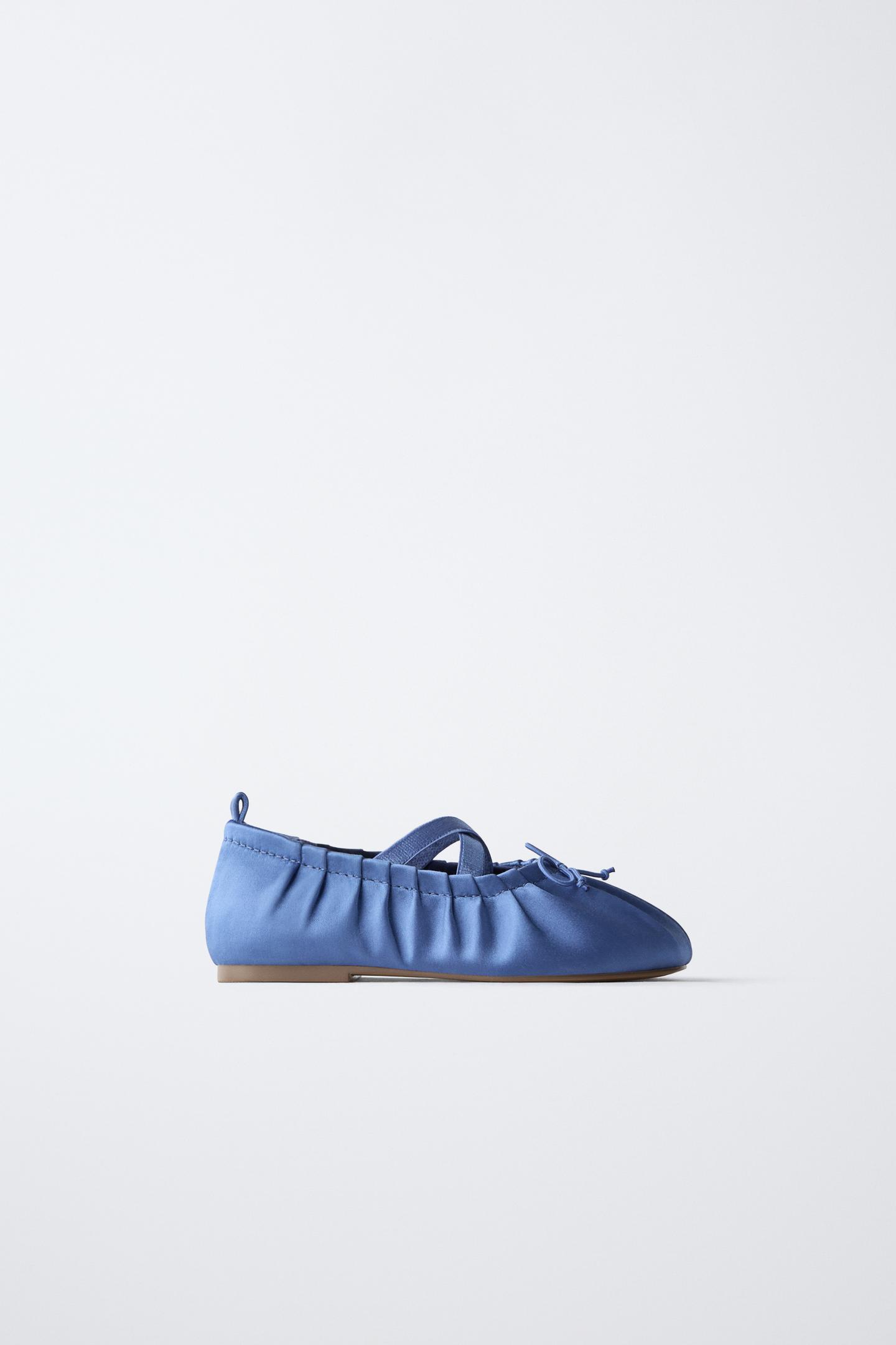 Детские балетки Zara Satin-Effect Ballet, цвет: Синий — фото 1