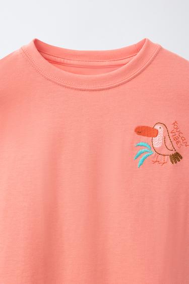 EMBROIDERED BEACH T-SHIRT - Red / Coral by Zara - Image 2