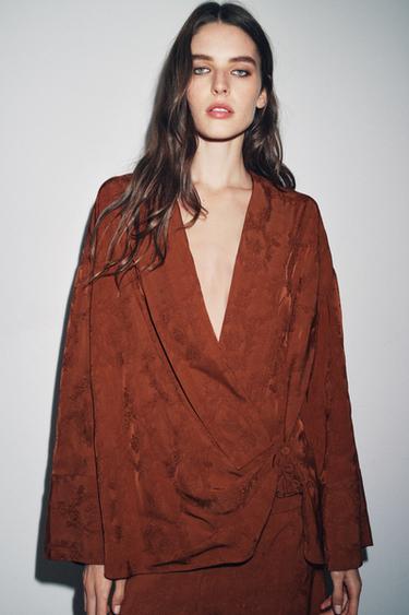 KIMONO JACQUARD ZW COLLECTION - Rouge orangé de Zara - Image 3