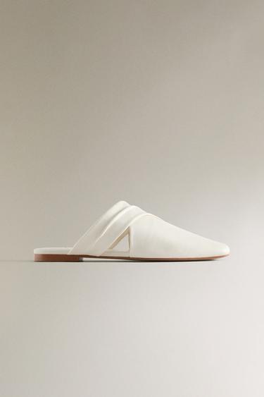 LEATHER CROSSOVER MULES - White by Zara - Image 0