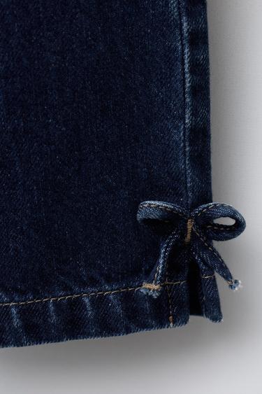 Zara DENIM CULOTTES WITH BOWS - Blue