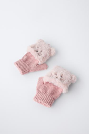 MITTEN GLOVES WITH MOUSE EFFECT HAIR - Pink by Zara - Image 2