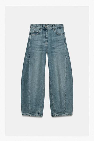 ZW COLLECTION BALLOON MID-WAIST JEANS - Light blue by Zara
