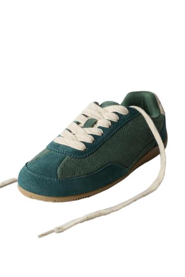 LEATHER TRAINERS - Green by Zara
