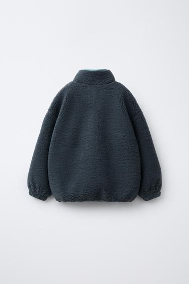 RUBBERISED FAUX SHEARLING LOGO SWEATER - Blue by Zara - Image 1