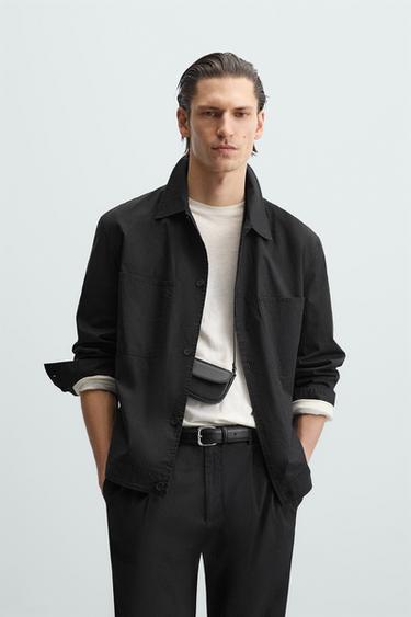 Zara POCKET OVERSHIRT - Black