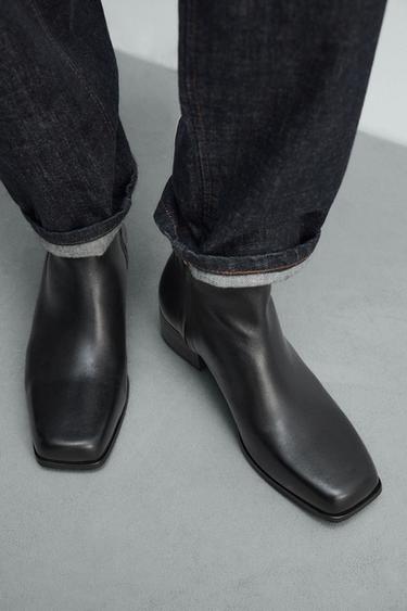 ΔΕΡΜΑΤΙΝΗ ΜΠΟΤΑ ΜΕ ΤΑΚΟΥΝΙ - Μαύρο του Zara