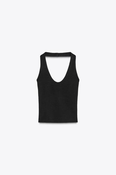 ÁO TOP CỔ YẾM - Màu đen từ Zara