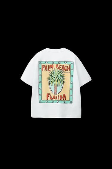 T-SHIRT MIT PALMEN-PRINT - Weiß von Zara