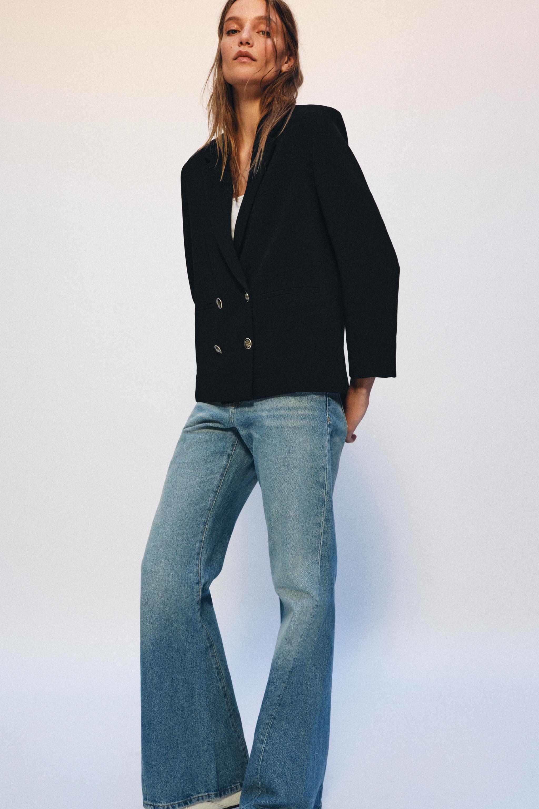 JEANS ZW COLLECTION RELAXED FLARE TIRO BAJO - Azul medio | ZARA Chile