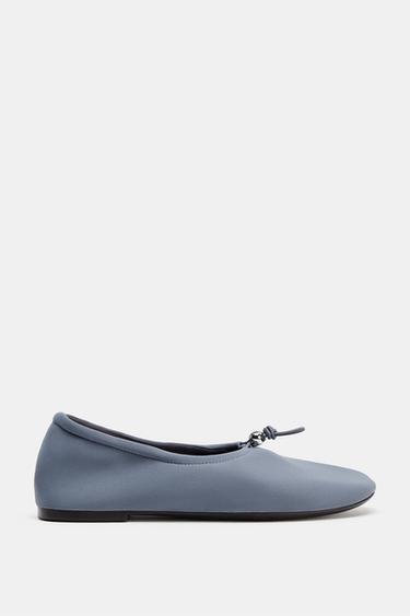 NEOPRENE EFFECT BALLET FLATS WITH PULL TAB - Blue by Zara