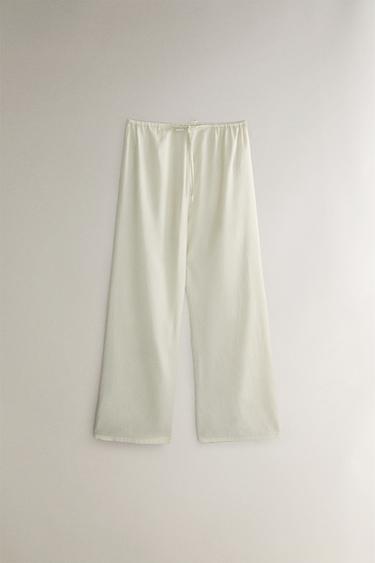 OPENWORK SATEEN PANTS - Verde agua de Zara - Imagen 0
