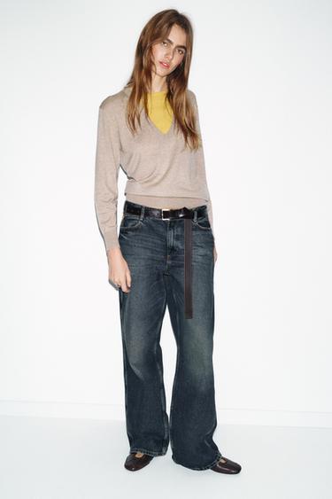 WOOL BLEND CONTRAST JUMPER - Mink marl by Zara