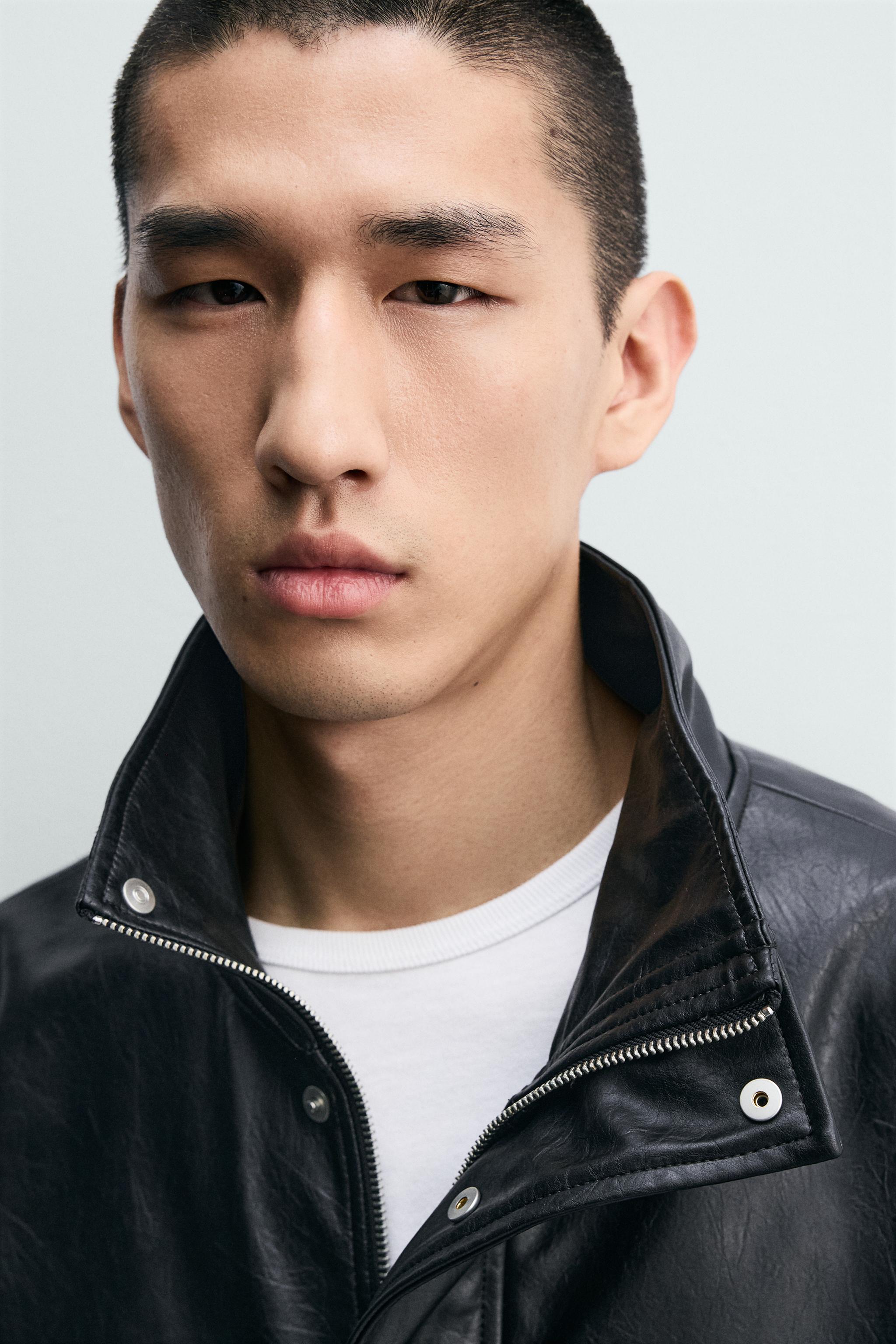 CROPPED FAUX LEATHER JACKET