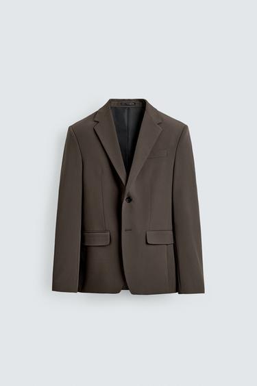 Zara COMFORT SUIT JACKET - Brown / Taupe
